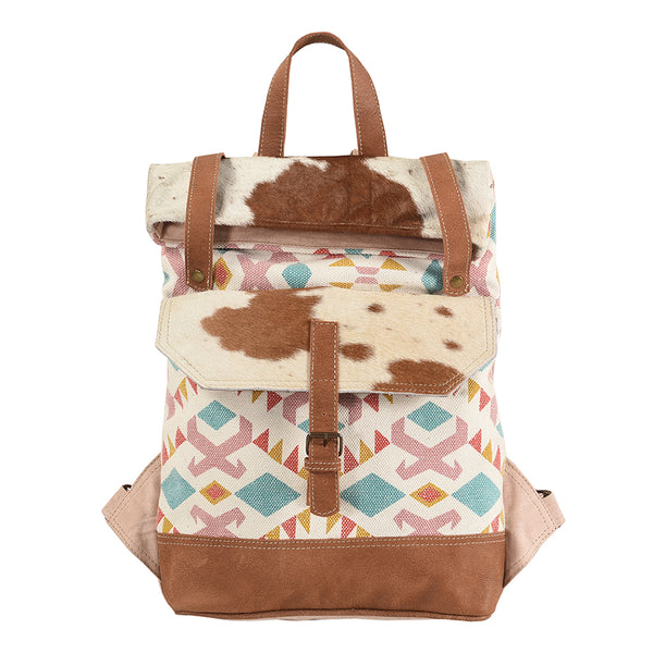 OHLAY KB164 Backpack Upcycled Canvas Hair-On Genuine Leather women bag by Hilason – Cowboy and equestrian accessories