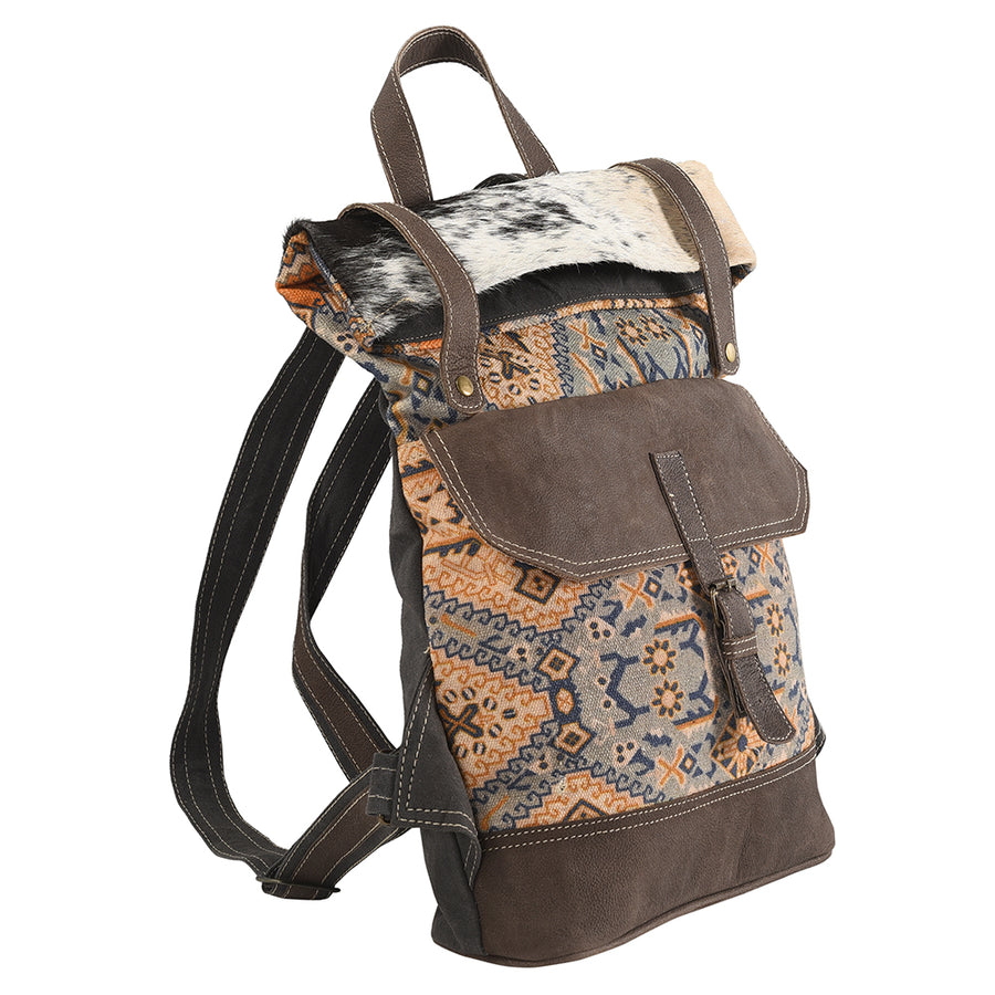 OHLAY Backpack Upcycled Canvas Hair-On Genuine Leather Women Bag Western Handbag Purse Womens Handbags Belt for Purses Summer