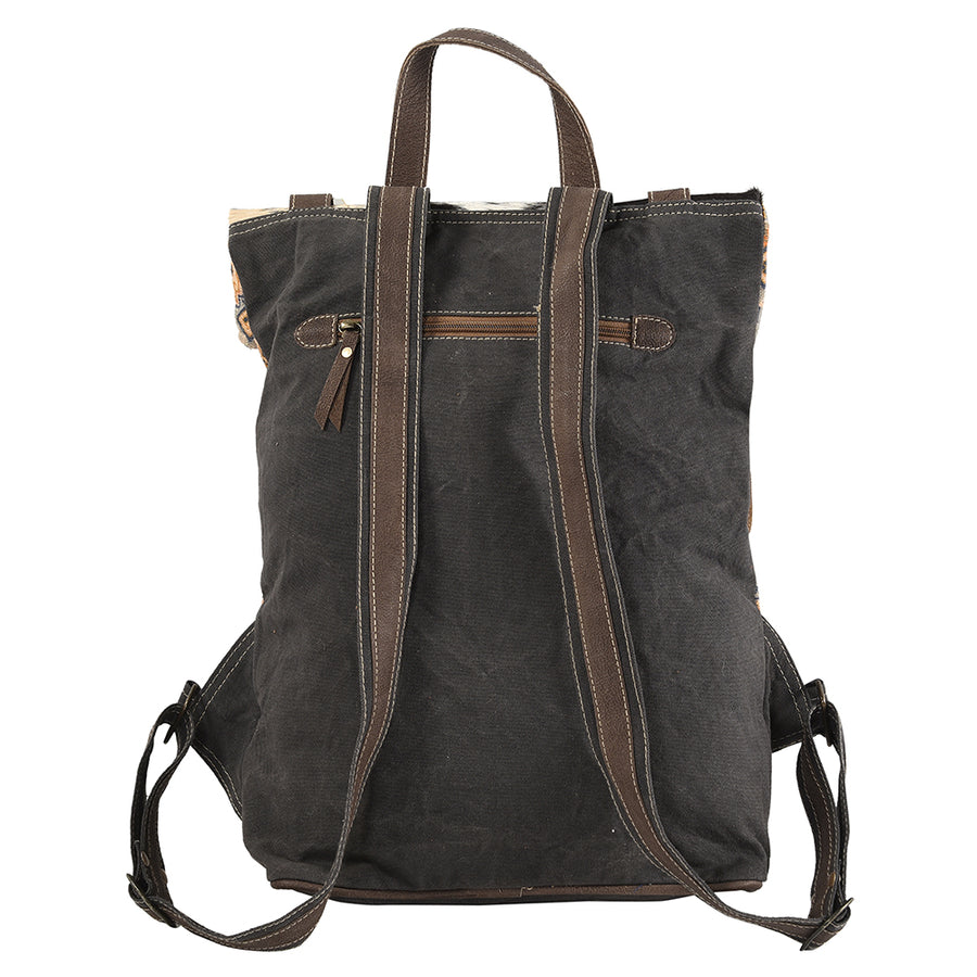 OHLAY Backpack Upcycled Canvas Hair-On Genuine Leather Women Bag Western Handbag Purse Womens Handbags Belt for Purses Summer
