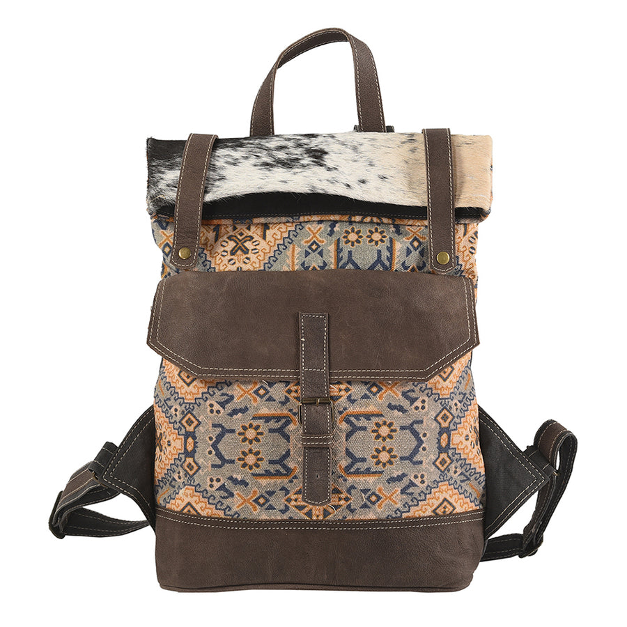 OHLAY KB166 Backpack Upcycled Canvas Hair-On Genuine Leather women bag by Hilason – Cowboy and equestrian accessories