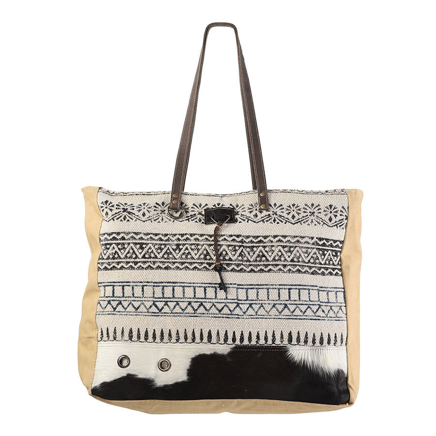 OHLAY KB167 TOTE Upcycled Wool Canvas Hair-on Genuine Leather women by Hilason – Cowboy and equestrian accessories