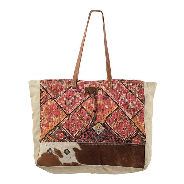 OHLAY KB168 TOTE Upcycled Wool Canvas Hair-on Genuine Leather women by Hilason – Cowboy and equestrian accessories