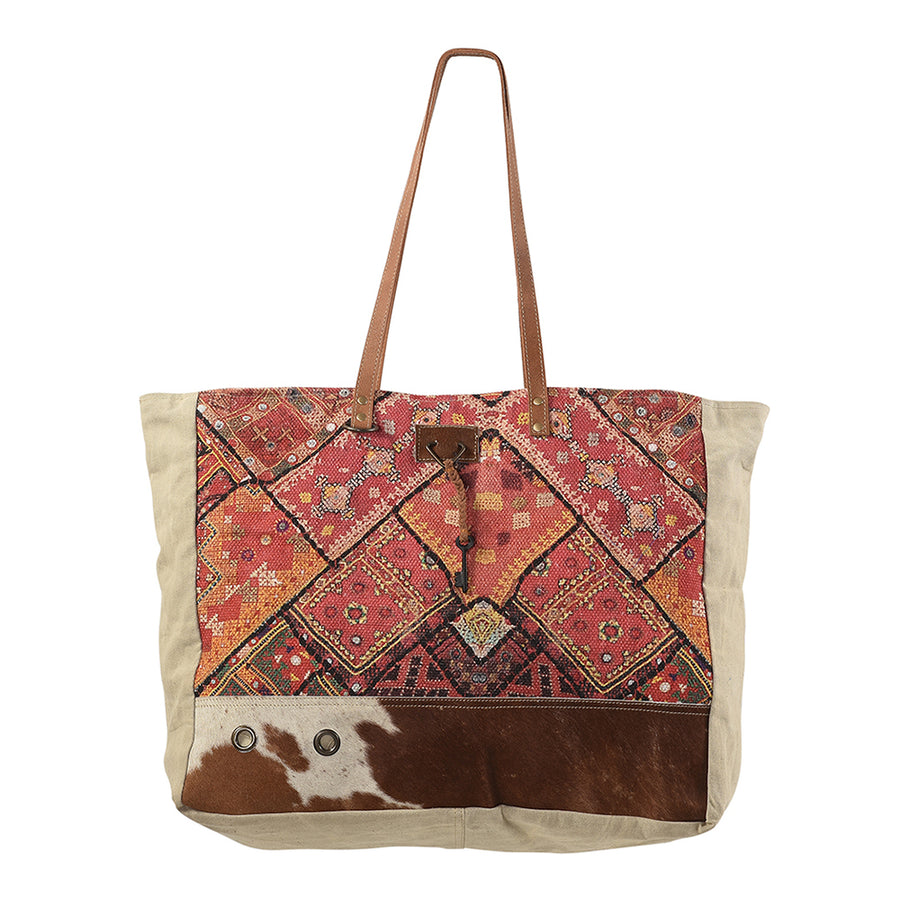OHLAY KB168 TOTE Upcycled Wool Canvas Hair-on Genuine Leather women by Hilason – Cowboy and equestrian accessories