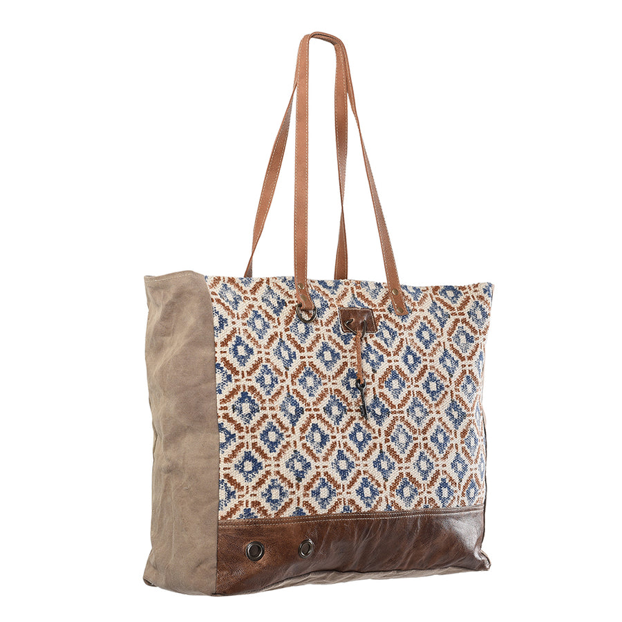 OHLAY KB169 TOTE Upcycled Wool Canvas Genuine Leather women bag western handbag purse