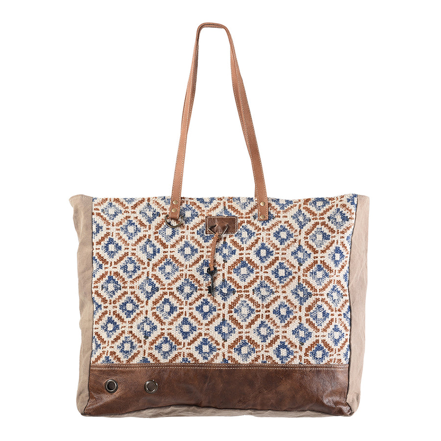 OHLAY KB169 TOTE Upcycled Wool Canvas Genuine Leather women bag by Hilason – Cowboy and equestrian accessories