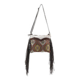 OHLAY KB170 Cross Body Upcycled Wool Upcycled Canvas Embossed Hair-On Genuine Leather women bag western handbag purse