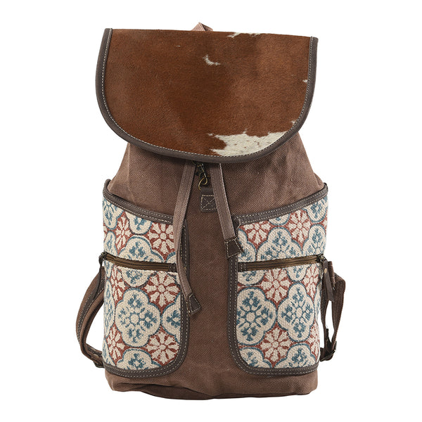 OHLAY KB177 Backpack Upcycled Canvas Hair-On Genuine Leather women bag by Hilason – Cowboy and equestrian accessories