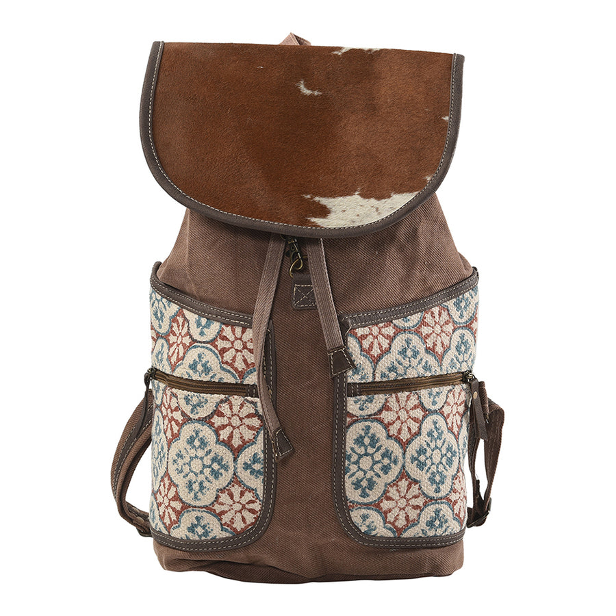 OHLAY KB177 Backpack Upcycled Canvas Hair-On Genuine Leather women bag by Hilason – Cowboy and equestrian accessories