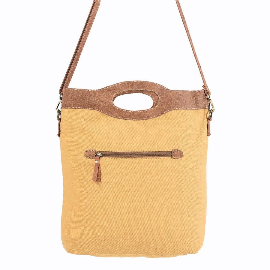 OHLAY Cross Body Upcycled Wool Canvas Embossed Hair-On Genuine Leather Women Bag Western Handbag Purse Womens Handbags