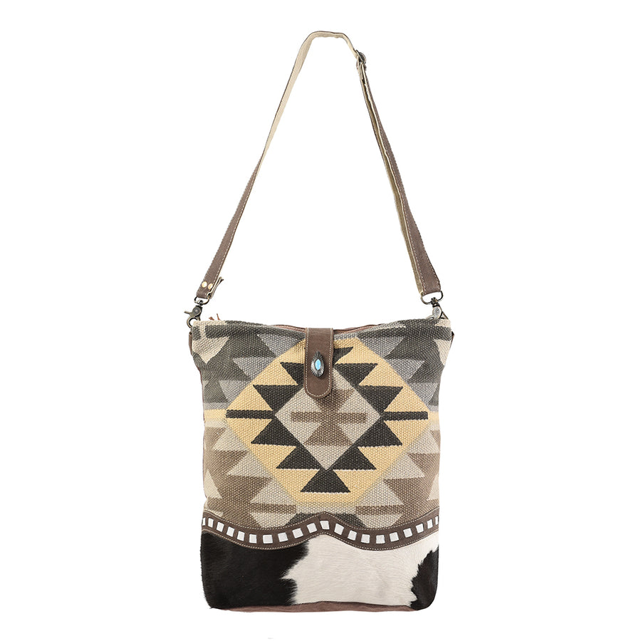 OHLAY KB187 Cross Body Upcycled Canvas Hair-On Genuine Leather women by Hilason – Cowboy and equestrian accessories