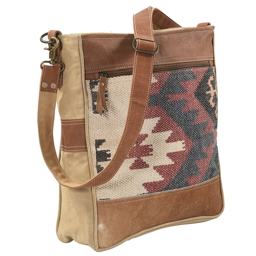 OHLAY Large Crossbody Upcycled Wool Canvas Genuine Leather women bag western handbag purse