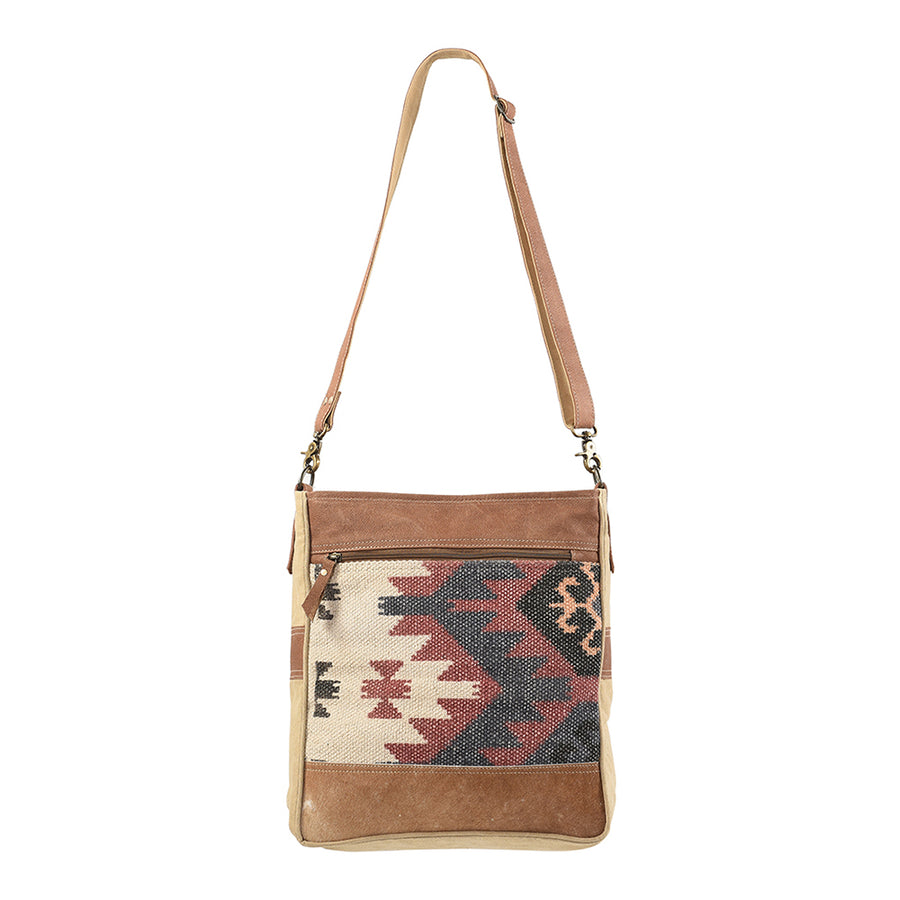 OHLAY Large Crossbody Upcycled Wool Canvas Genuine Leather women bag western handbag purse - Uhorse