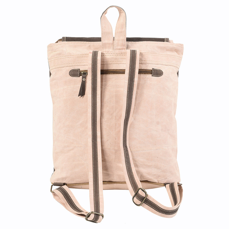 OHLAY Backpack Upcycled Canvas Genuine Leather Women Bag Western Handbag Purse | Womens Handbags Belt for Purses Summer