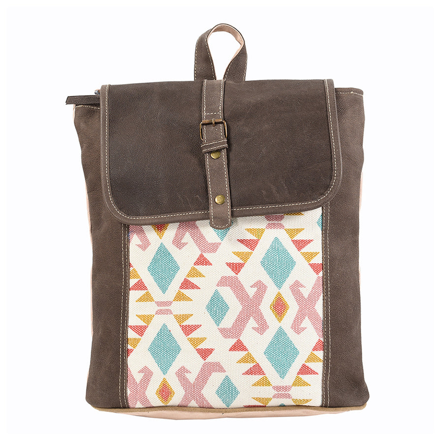OHLAY KB190 Backpack Upcycled Canvas Genuine Leather women bag western by Hilason – Cowboy and equestrian accessories