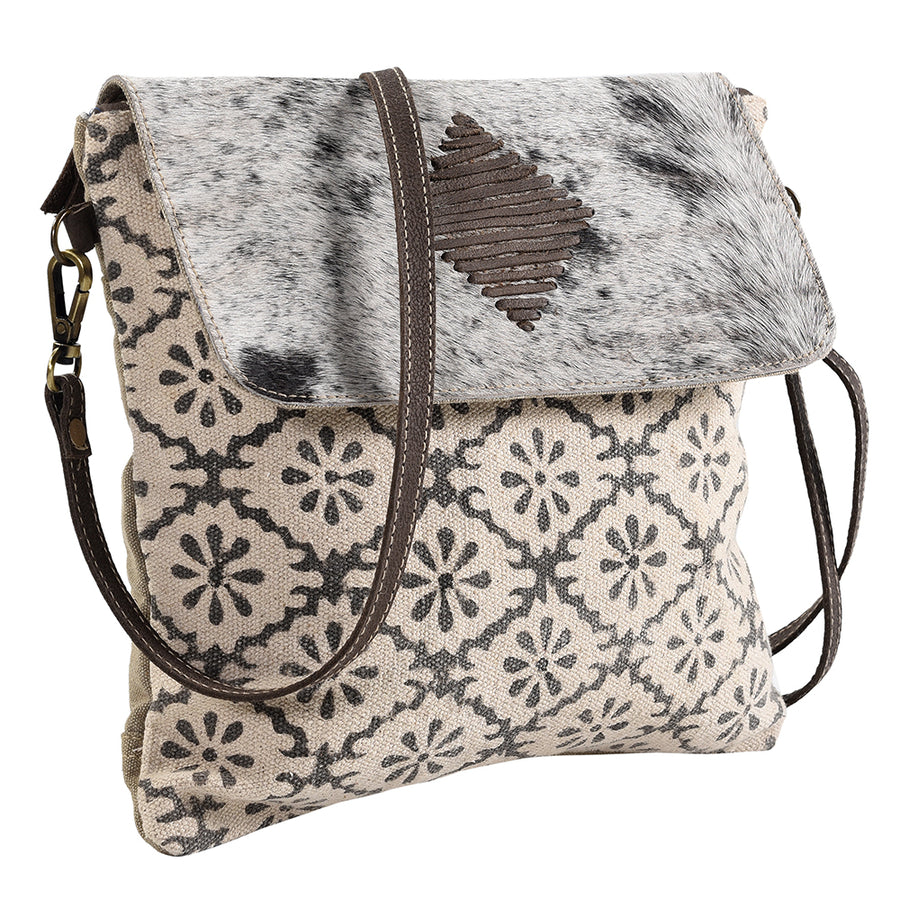 OHLAY KB192 Cross Body Upcycled Canvas Hair-On Genuine Leather women by Hilason – Cowboy and equestrian accessories