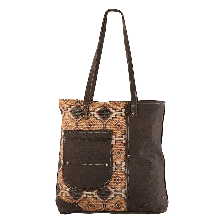 OHLAY KB193 TOTE Upcycled Wool Genuine Leather women bag western by Hilason – Cowboy and equestrian accessories