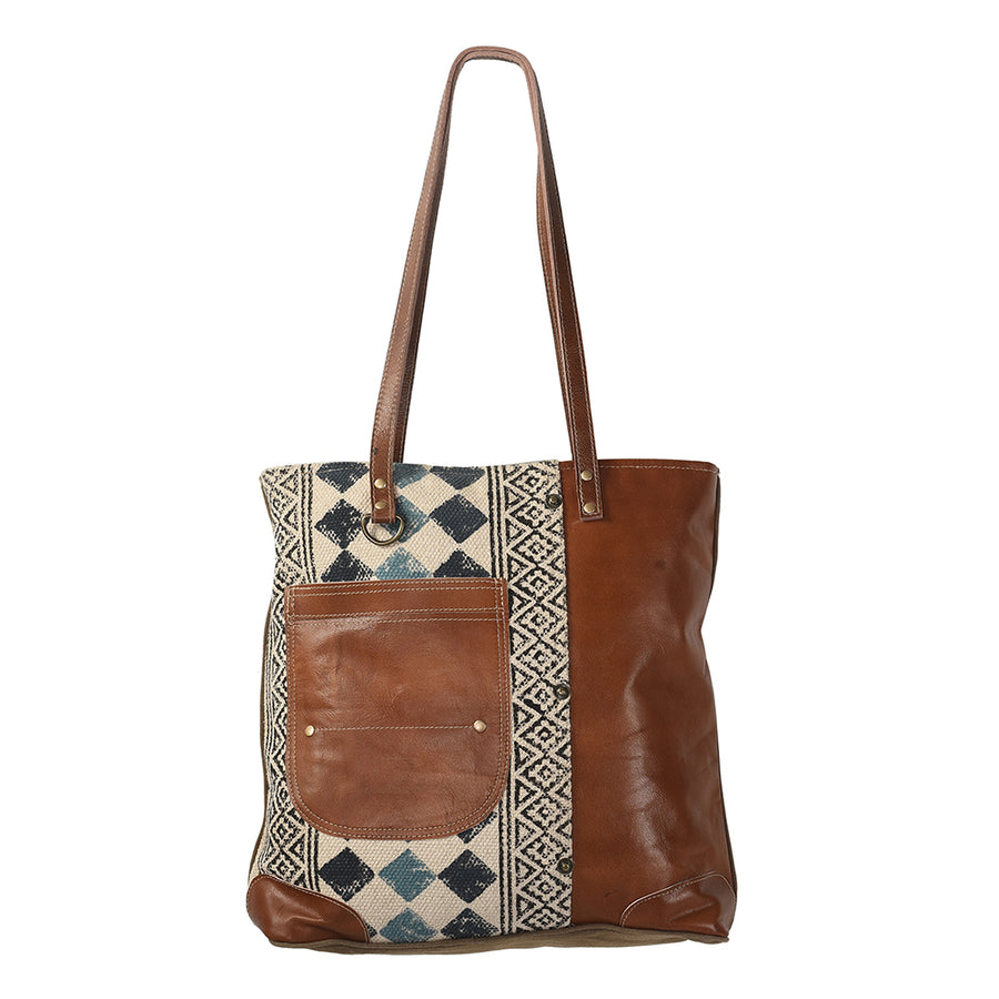 OHLAY KB194 TOTE Upcycled Wool Canvas Genuine Leather women bag by Hilason – Cowboy and equestrian accessories