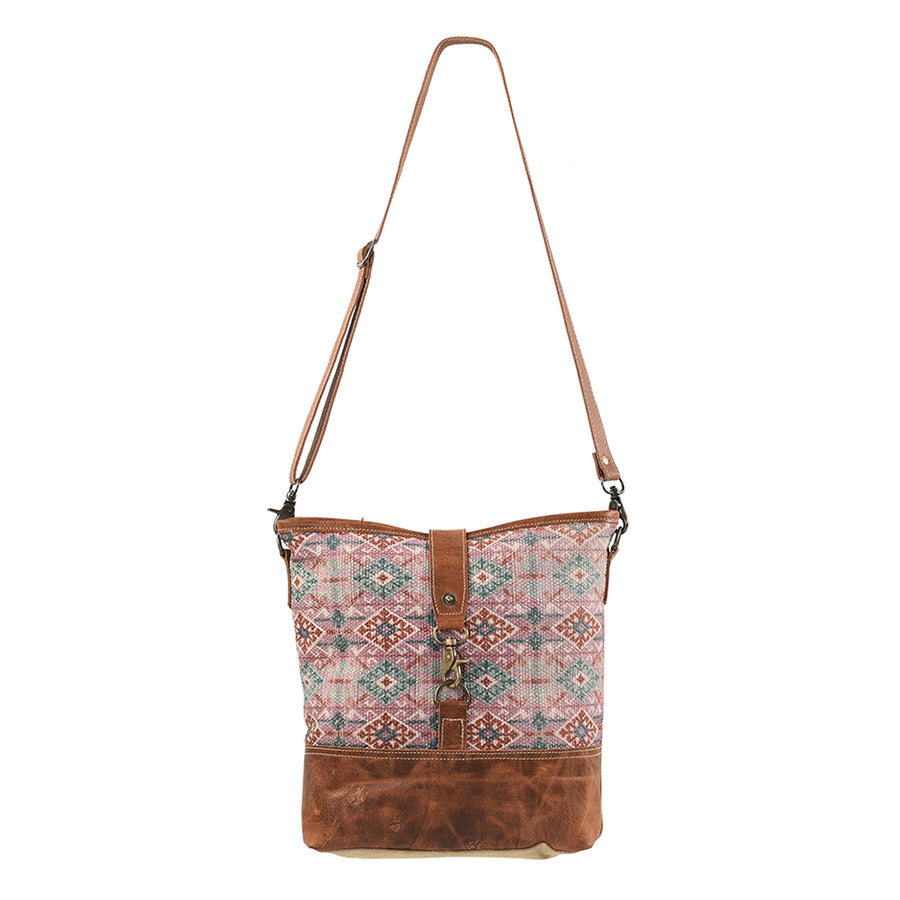 OHLAY Large Crossbody Upcycled Wool Canvas Genuine Leather women bag western handbag purse - Uhorse