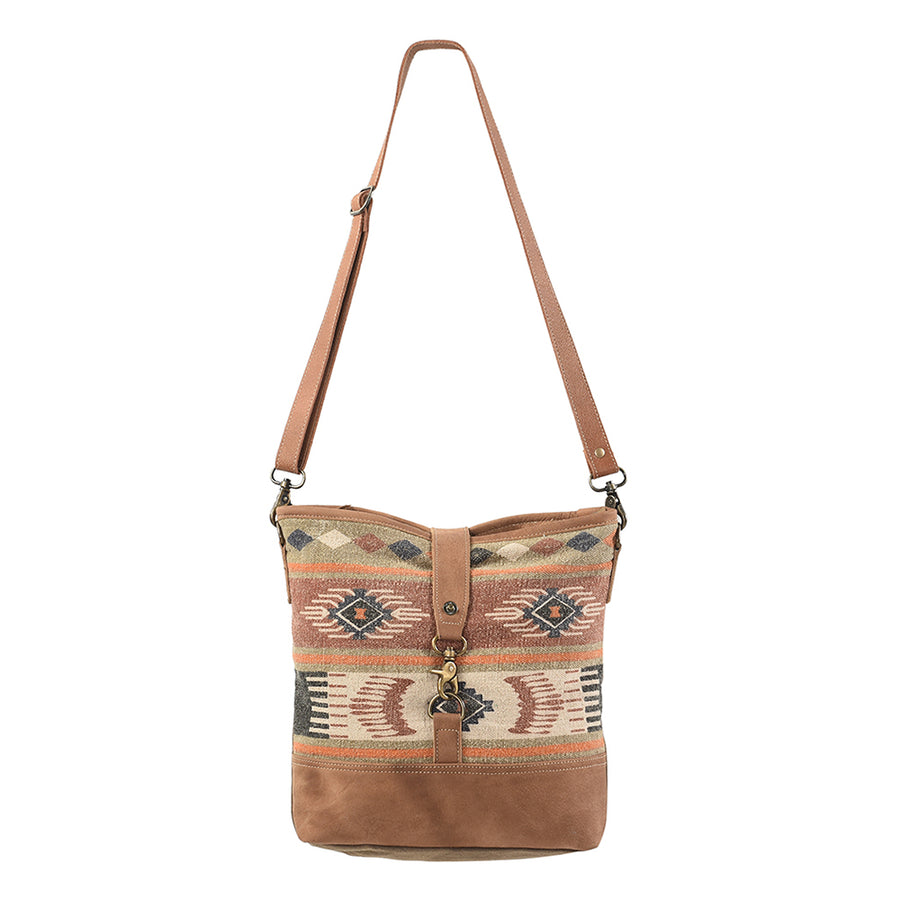 OHLAY Large Crossbody Upcycled Wool Canvas Genuine Leather women bag western handbag purse - Uhorse