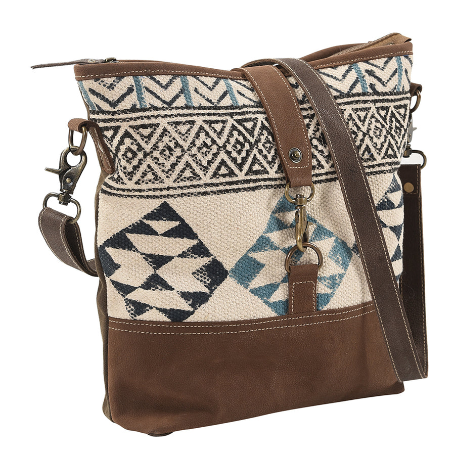 OHLAY Large Crossbody Upcycled Wool Canvas Genuine Leather women bag western handbag purse