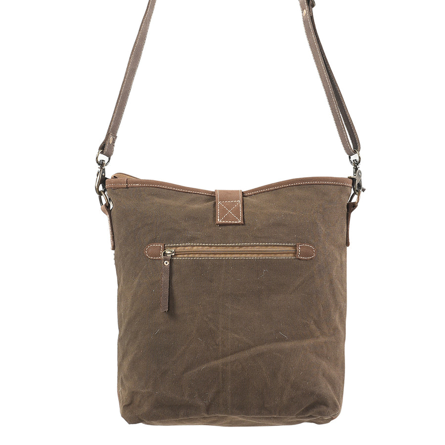 OHLAY Large Crossbody Upcycled Wool Canvas Genuine Leather women bag western handbag purse