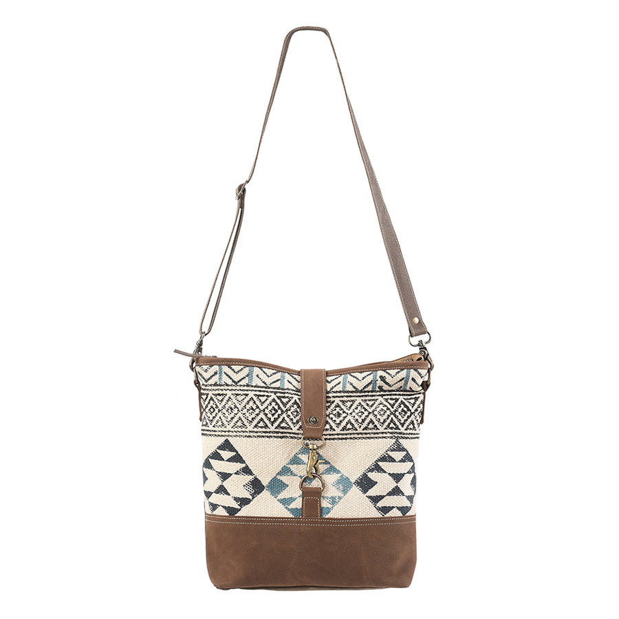 OHLAY Large Crossbody Upcycled Wool Canvas Genuine Leather women bag western handbag purse - Uhorse