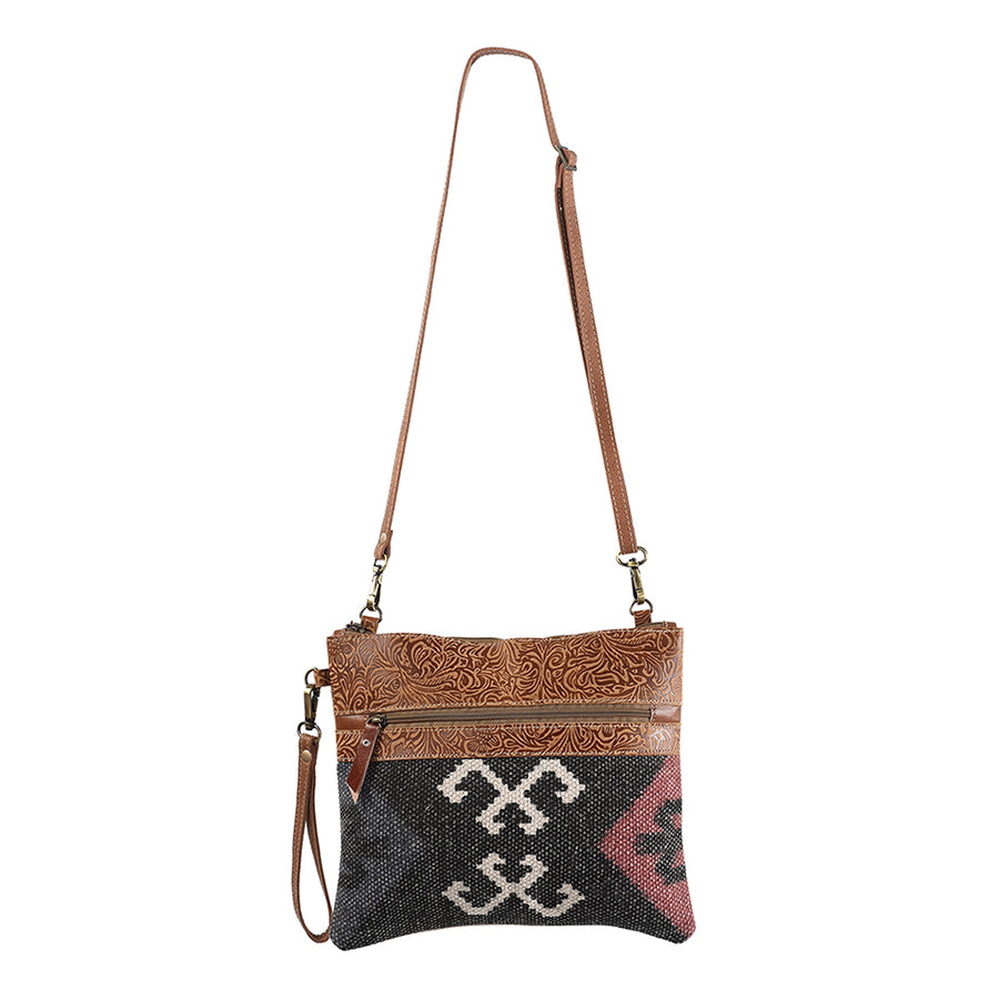 OHLAY KB201 Cross Body Upcycled Wool Upcycled Canvas Embossed Genuine by Hilason – Cowboy and equestrian accessories