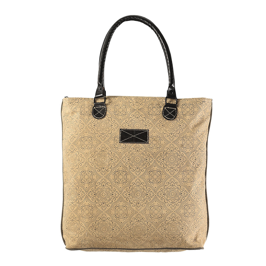 OHLAY KB205 TOTE Upcycled Canvas Genuine Leather women bag western by Hilason – Cowboy and equestrian accessories