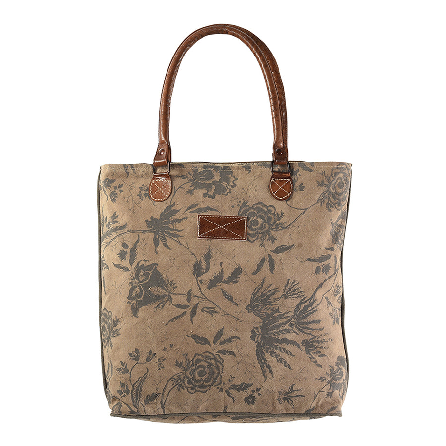 OHLAY KB206 TOTE Upcycled Canvas Genuine Leather women bag western by Hilason – Cowboy and equestrian accessories