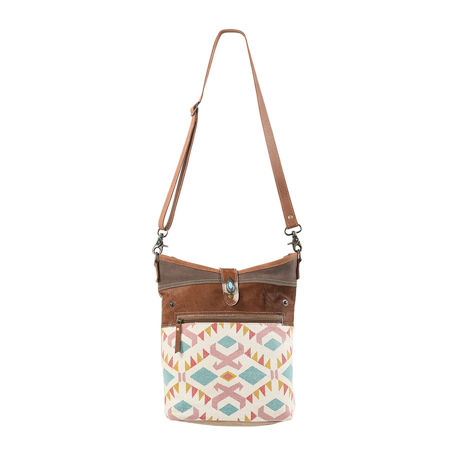OHLAY Large Crossbody Upcycled Canvas Hair-on Genuine Leather women bag western handbag purse - Uhorse
