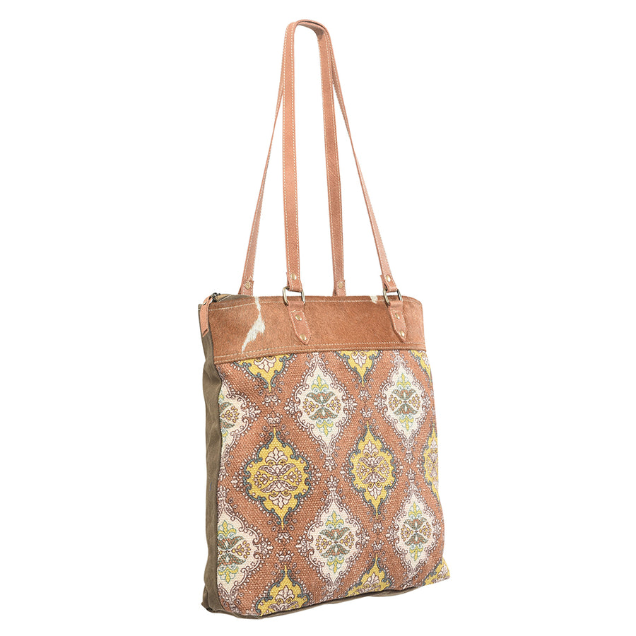 OHLAY KB215 TOTE Upcycled Wool Canvas Hair-on Genuine Leather women bag western handbag purse