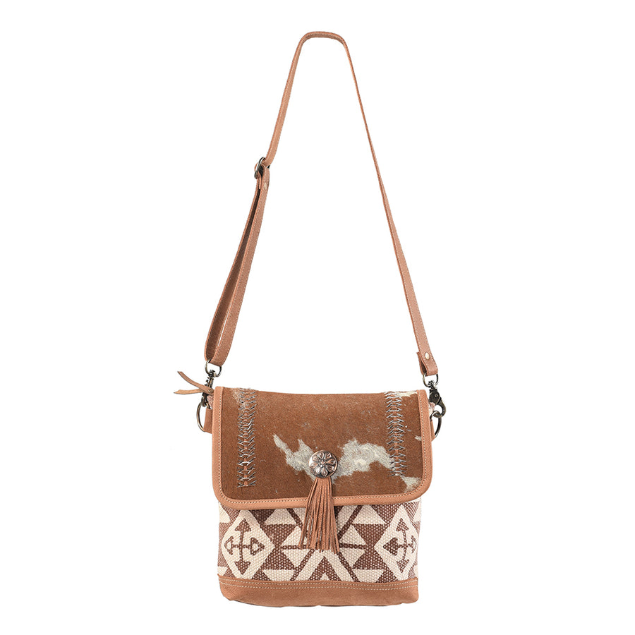 OHLAY Messenger Upcycled Wool Canvas Hair-on Genuine Leather women bag western handbag purse