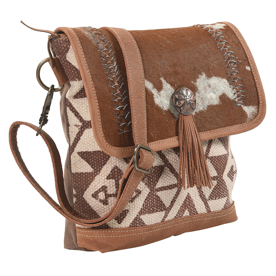 OHLAY Messenger Upcycled Wool Canvas Hair-on Genuine Leather women bag western handbag purse - Uhorse