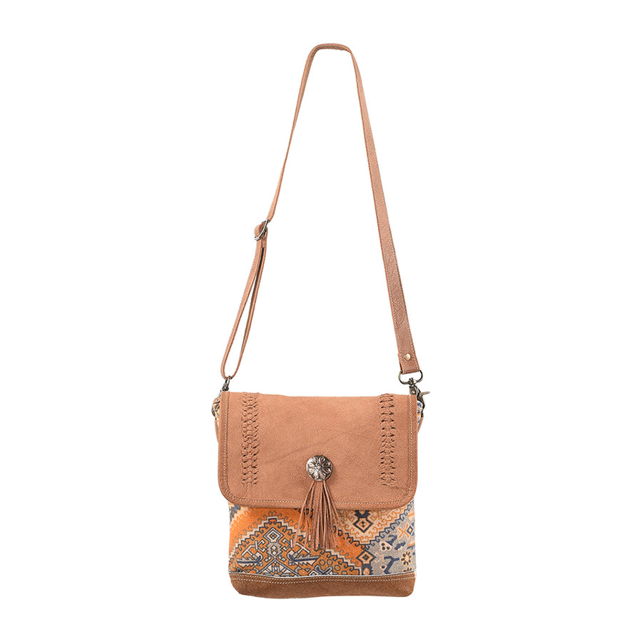 OHLAY Messenger Upcycled Canvas Hair-on Genuine Leather women bag western handbag purse - Uhorse