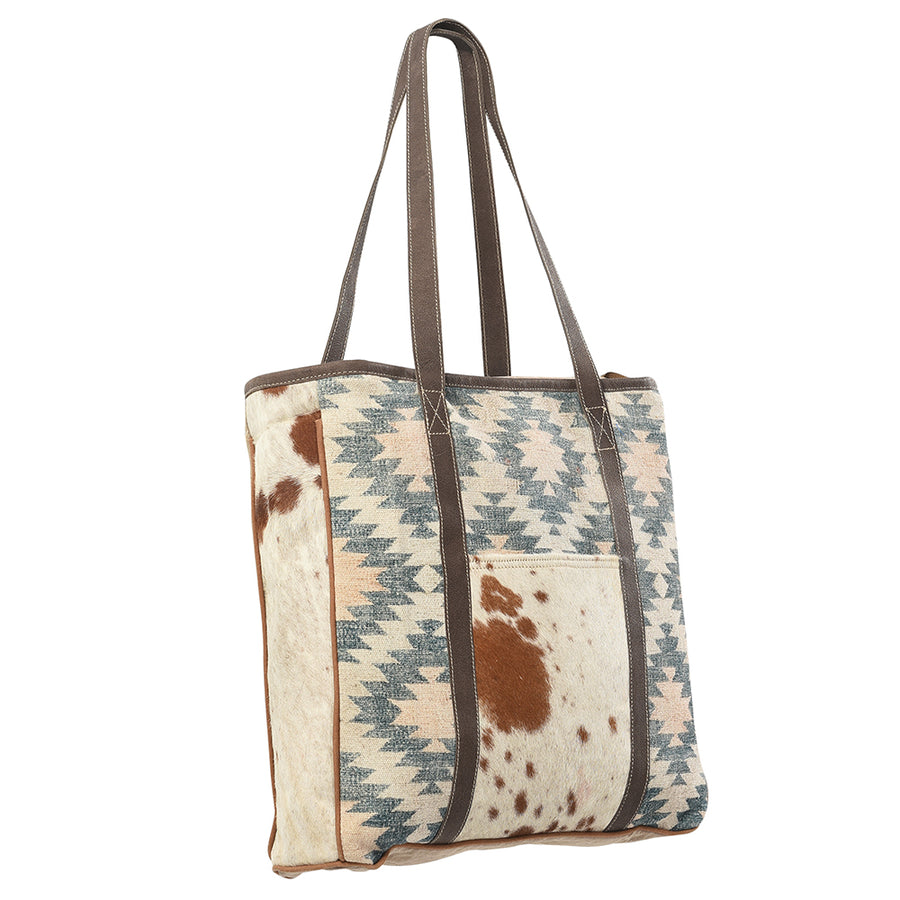 OHLAY KB220 TOTE Upcycled Wool Canvas Hair-on Genuine Leather women by Hilason – Cowboy and equestrian accessories