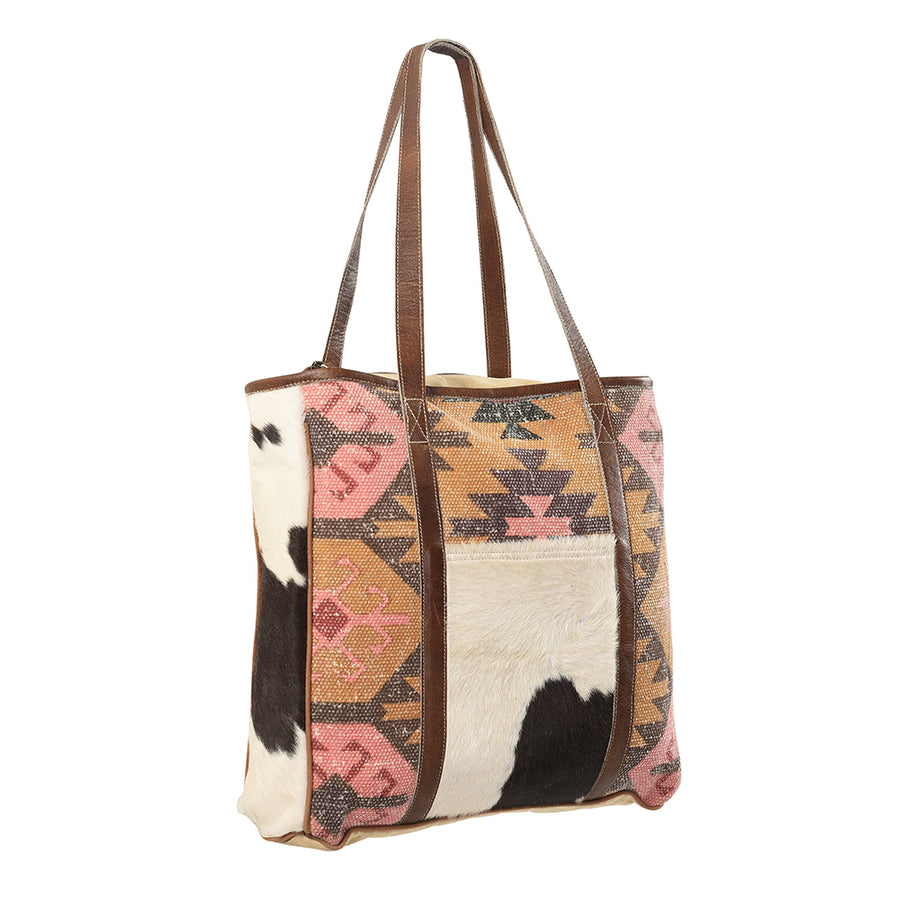 OHLAY KB221 TOTE Upcycled Wool Canvas Hair-on Genuine Leather women bag western handbag purse