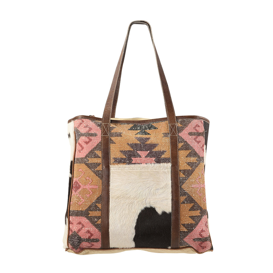 OHLAY KB221 TOTE Upcycled Wool Canvas Hair-on Genuine Leather women by Hilason – Cowboy and equestrian accessories