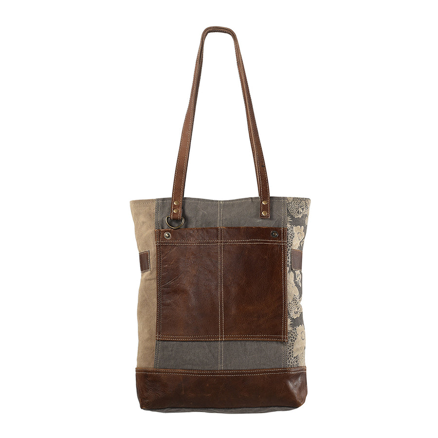 OHLAY KB222 TOTE Upcycled Canvas Genuine Leather women bag western by Hilason – Cowboy and equestrian accessories