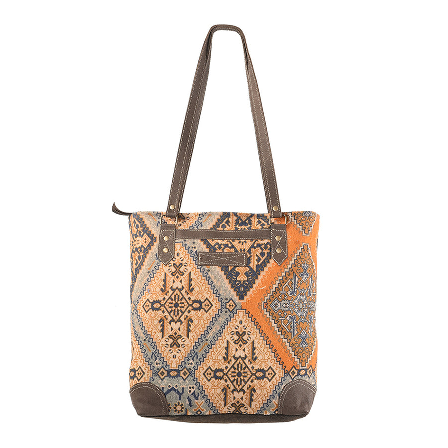OHLAY KB225 TOTE Upcycled Canvas Genuine Leather women bag western by Hilason – Cowboy and equestrian accessories