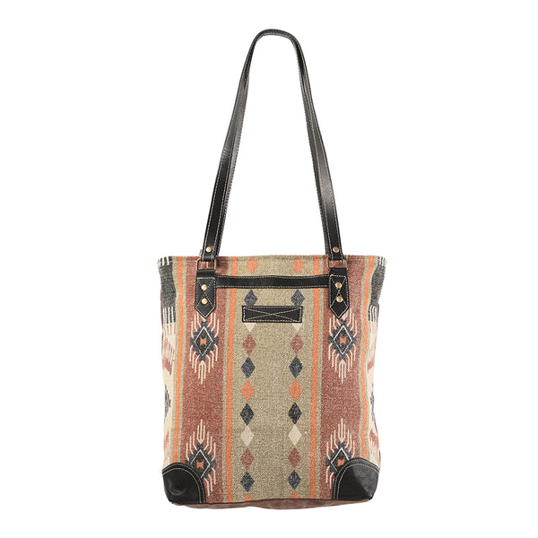 OHLAY KB226 TOTE Upcycled Canvas Genuine Leather women bag western by Hilason – Cowboy and equestrian accessories