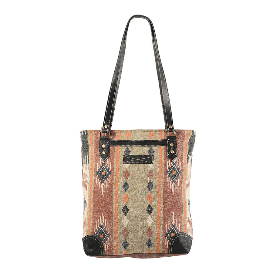 OHLAY KB226 TOTE Upcycled Canvas Genuine Leather women bag western by Hilason – Cowboy and equestrian accessories