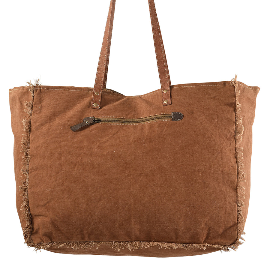 OHLAY KB228 TOTE Upcycled Wool Canvas Embossed Genuine Leather women bag western handbag purse