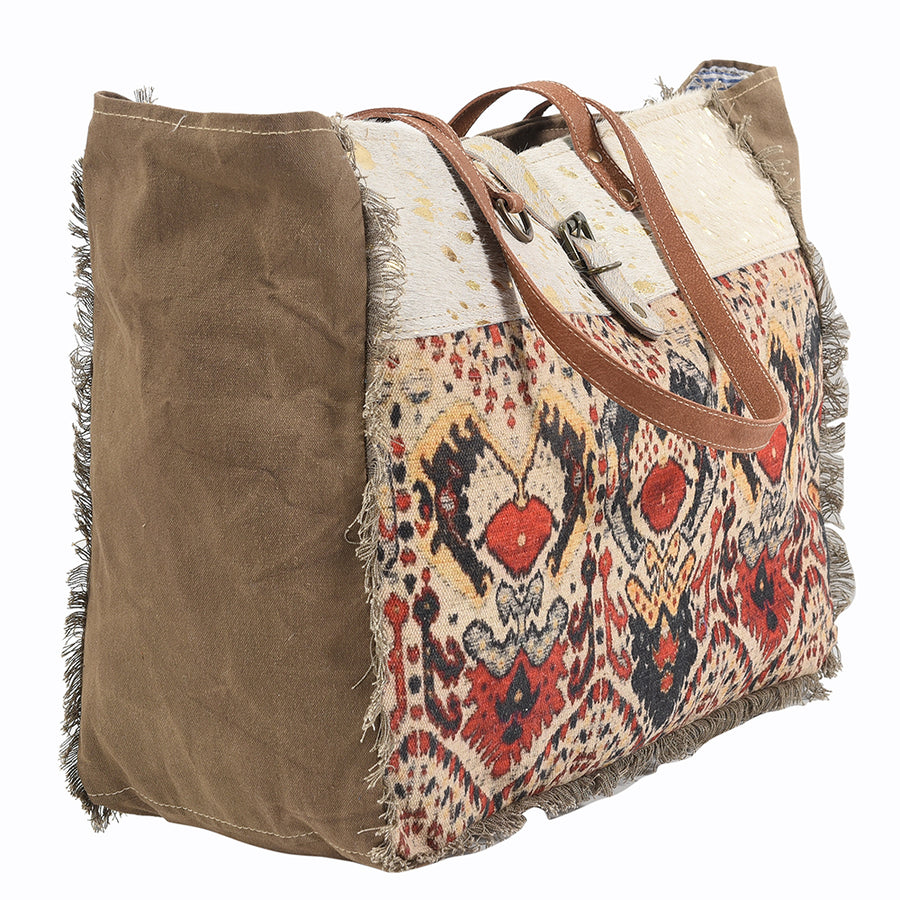 OHLAY KB229 TOTE Upcycled Wool Canvas Hair-on Genuine Leather women bag western handbag purse