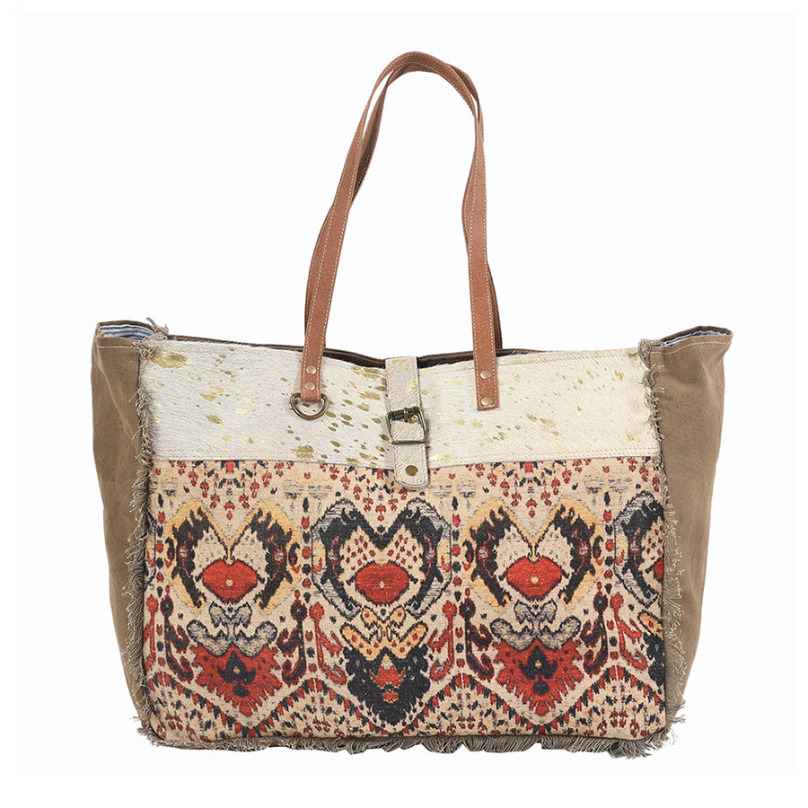 OHLAY KB229 TOTE Upcycled Wool Canvas Hair-on Genuine Leather women by Hilason – Cowboy and equestrian accessories