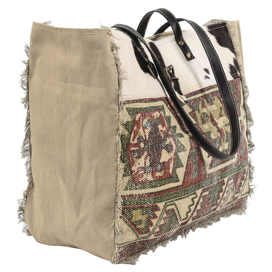OHLAY KB230 TOTE Upcycled Wool Canvas Hair-on Genuine Leather women bag western handbag purse