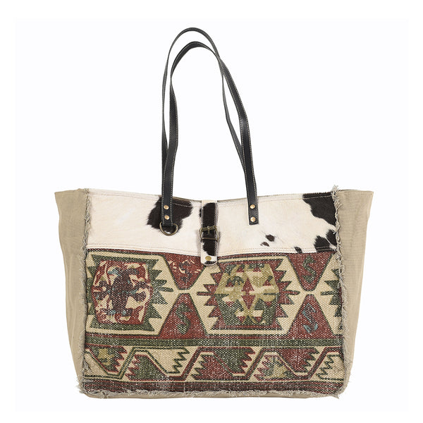 OHLAY KB230 TOTE Upcycled Wool Canvas Hair-on Genuine Leather women by Hilason – Cowboy and equestrian accessories