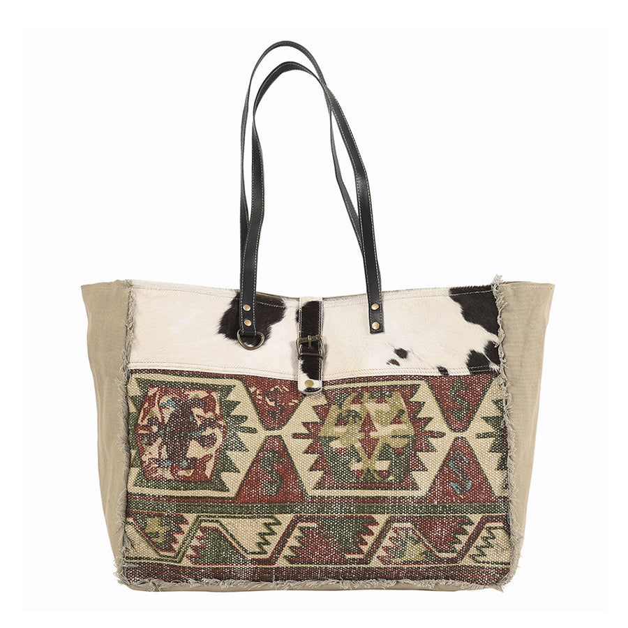 OHLAY KB230 TOTE Upcycled Wool Canvas Hair-on Genuine Leather women by Hilason – Cowboy and equestrian accessories