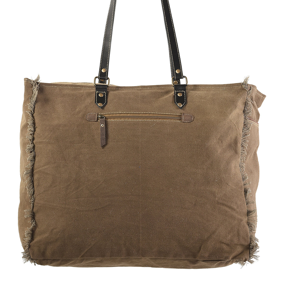 OHLAY KB233 TOTE Upcycled Wool Canvas Embossed Hair-on Genuine Leather women bag western handbag purse
