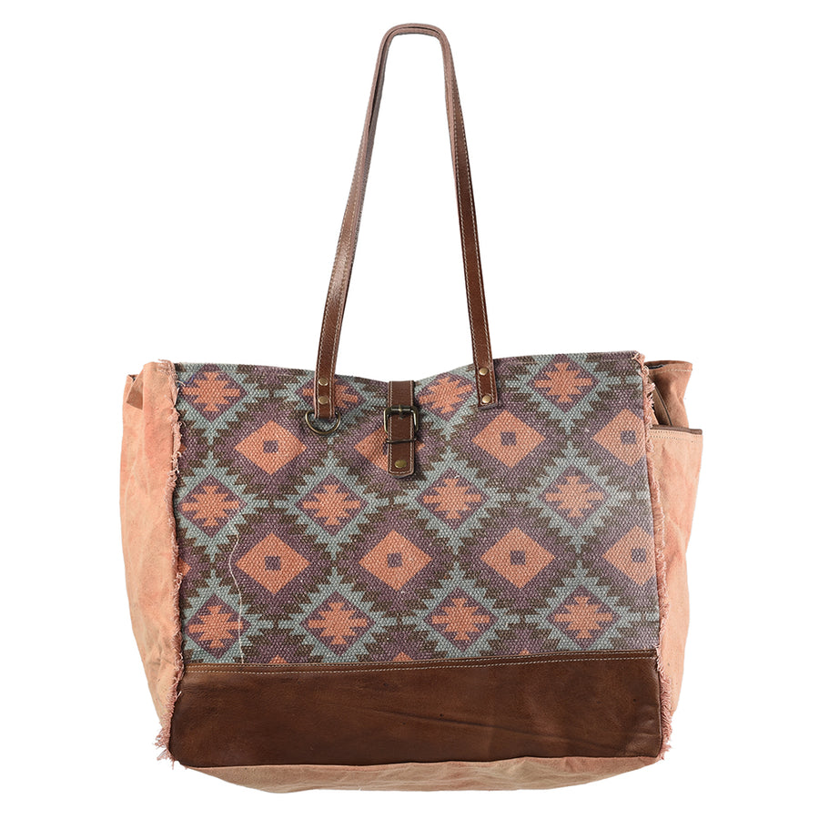 OHLAY KB234 TOTE Upcycled Wool Canvas Genuine Leather women bag western handbag purse