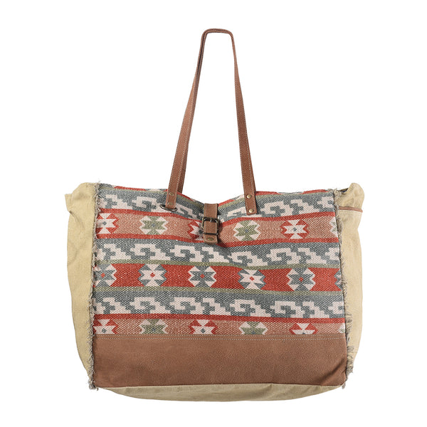 OHLAY KB236 TOTE Upcycled Wool Canvas Genuine Leather women bag by Hilason – Cowboy and equestrian accessories
